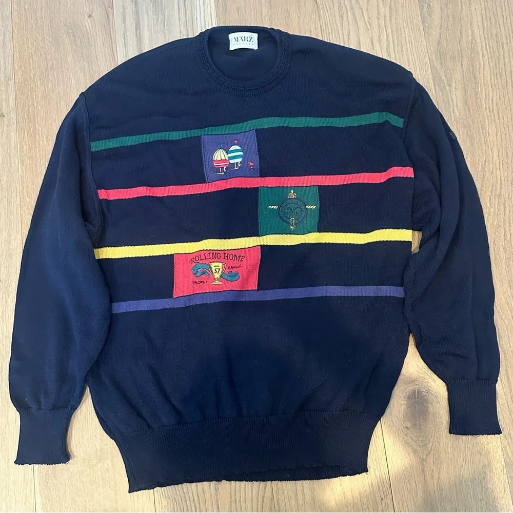 Vintage Marz Munchen‎ Men's 100% Cotton Sweater Navy